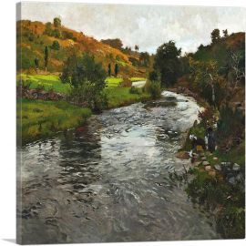 Washerwomen On The River Elle Quimperle-1-Panel-18x18x1.5 Thick