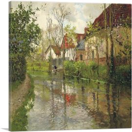 Cottages By a River-1-Panel-18x18x1.5 Thick