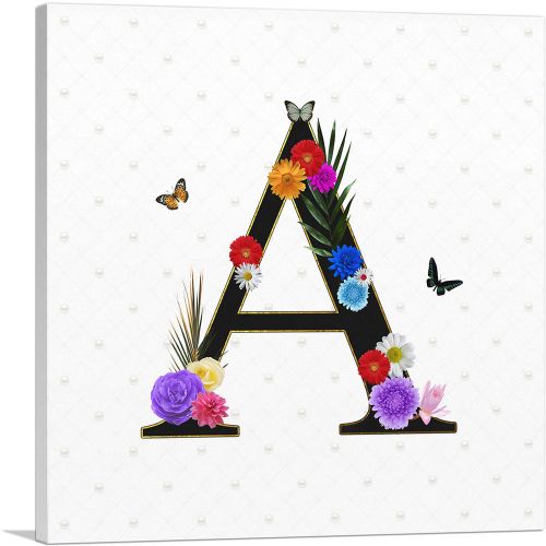 Flower Plant Butterfly Alphabet Letter A