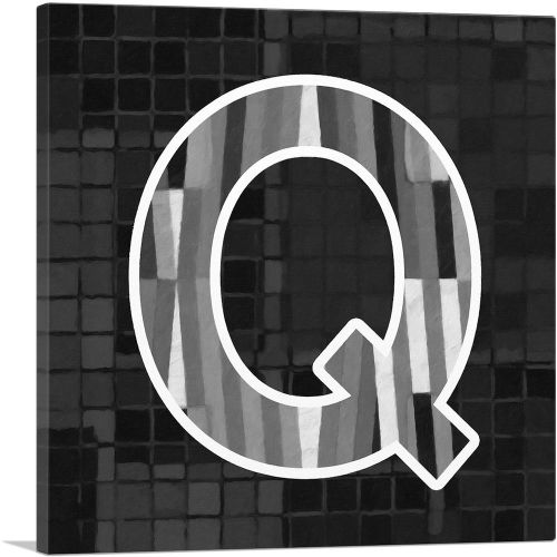 Modern Black White Alphabet Letter Q