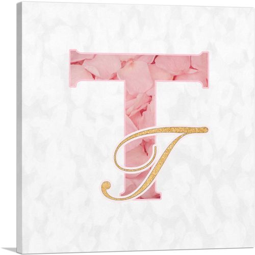 Chic Pink Gold Alphabet Letter T