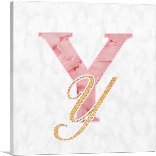 Chic Pink Gold Alphabet Letter Y