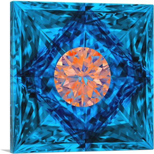 Blue Orange Princess Cut Diamond Jewel