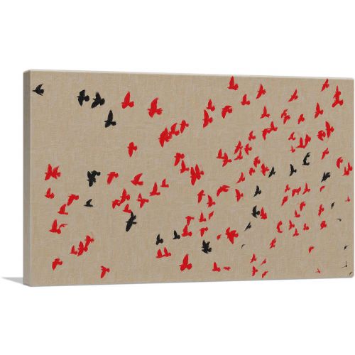 Modern Flock Flight in Red and Black