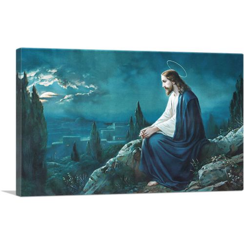 Christ on the Mount of Olives Jesus at Night Blue
