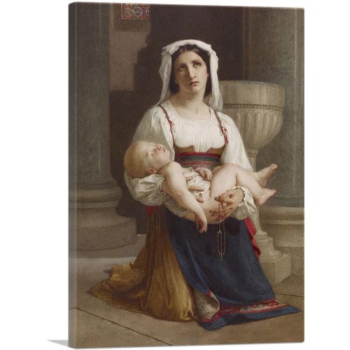 Italian Peasant Kneeling With Child
