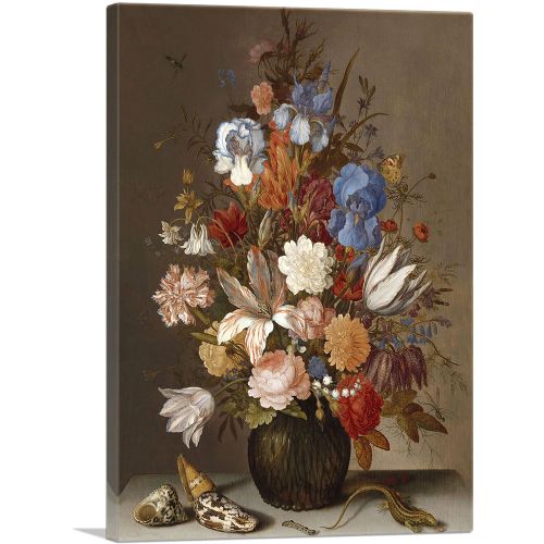 Flowers in Vase With Lizard 1630