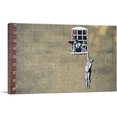 Naked Man Hanging from Window