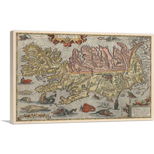 Map of Iceland with Sea Monsters 1585