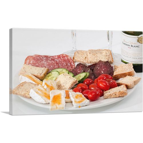 Food Plater With Cheese Meat Bread And Wine Diner Restaurant decor