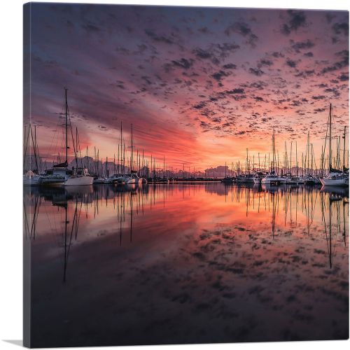 Yachts Sunset Home Decor Square