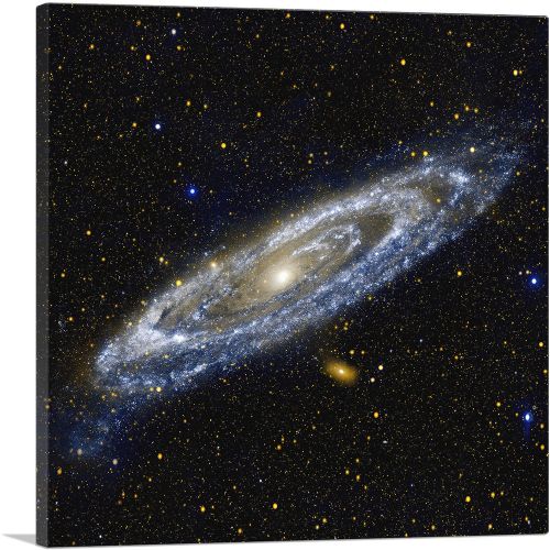 Andromeda Spiral Galaxy in Blue Square Hubble Telescope
