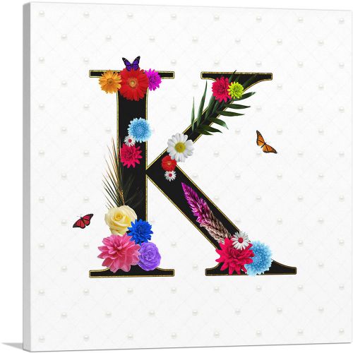 Flower Plant Butterfly Alphabet Letter K
