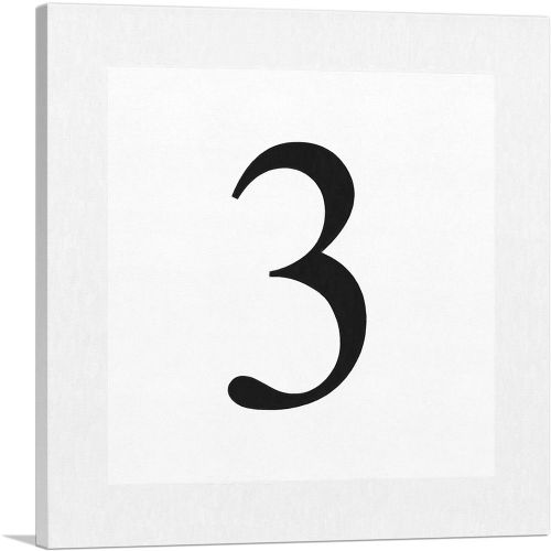 Modern Black and White Gray Serif Alphabet Number 3 Three Numeral