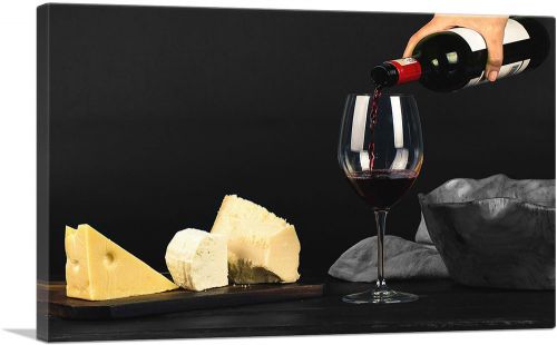 Wine Pouring With Glass Cheese