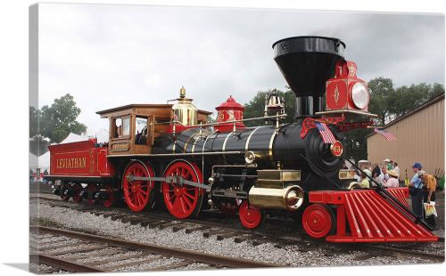 Red Gold Vintage Old Locomotive Steam Train