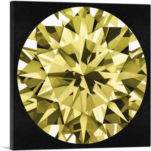 Yellow on Black Round Brilliant Cut Diamond Jewel