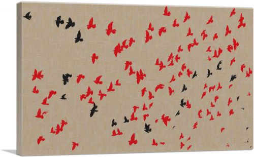 Modern Flock Flight in Red and Black