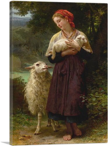Shepherdess Newborn Lamb 1873