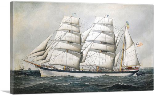 The British Barque Dunearn at Sea Under Full Sail 1897