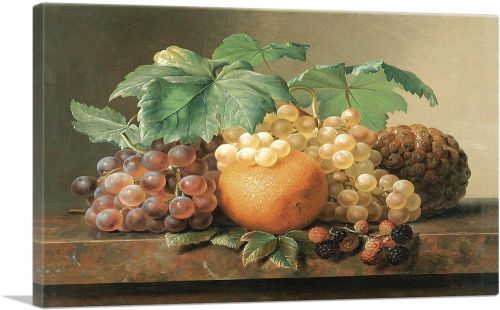 Still Life Grapes Blackberries Orange Pineapple 1834