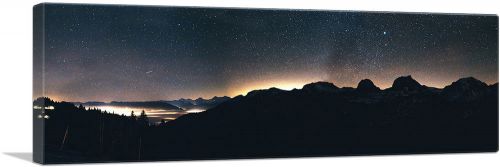Starry Night Sky With Mountain Range