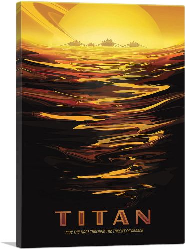 Titan Saturn's Largest Moon Ride the Tides Through the Throat of Kraken NASA Poster