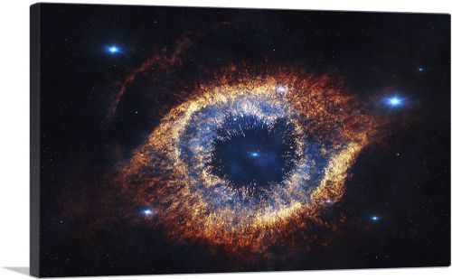 Helix Nebula Orange and Blue Hubble Telescope Ring NASA
