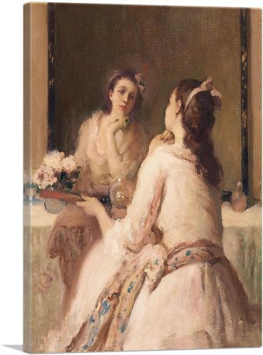 Young Woman Looking In The Mirror