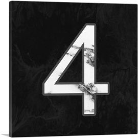 Classy Black White Marble Alphabet Number 4 Four Numeral