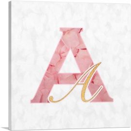 Chic Pink Gold Alphabet Letter A