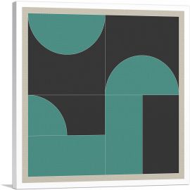 Mid-Century Modern Black and Teal Squares