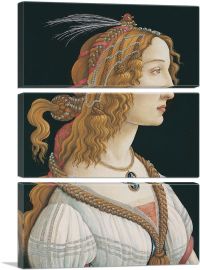 Idealized Portrait of a Lady - Portrait of Simonetta Vespucci-3-Panels-60x40x1.5 Thick