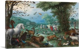 Paradise Landscape With The Animals Entering Noah's Ark