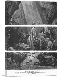 Daniel In The Den Of Lions-3-Panels-90x60x1.5 Thick