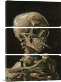 Skull of a Skeleton with Burning Cigarette-3-Panels-60x40x1.5 Thick