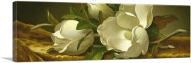 Magnolias on Gold Velvet Cloth Panoramic-1-Panel-36x12x1.5 Thick