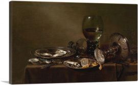 Still Life Oysters a Silver Tazza And Glassware 1635-1-Panel-12x8x.75 Thick