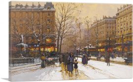 Boulevard In The Snow In Paris