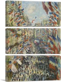 The Rue Montorgueil in Paris-3-Panels-90x60x1.5 Thick