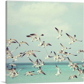 Flying Seagulls Home Decor Square