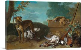Two Hunting Dogs With Hares And Game Birds
