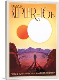 Kepler16B Double Star Orbiter Land of Two Suns NASA Poster